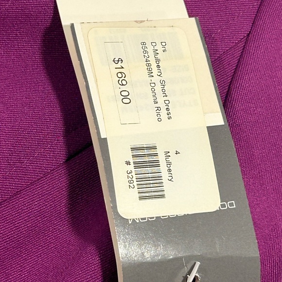 Donna Ricco New York Mulberry Purple Dress Size 4 NWT V-Neck Cocktail Dress - Picture 6 of 12